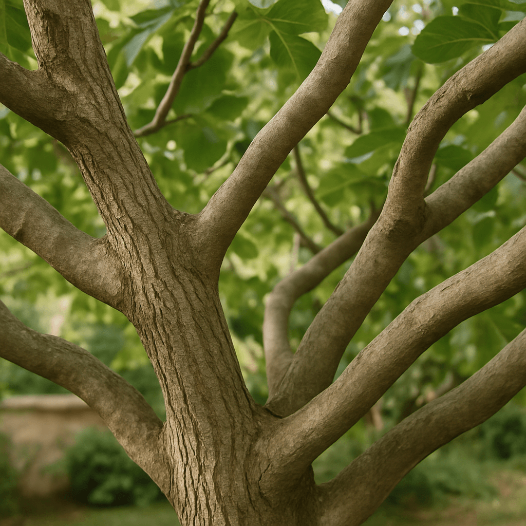 Détail du tronc et de la ramure naturelle d’un figuier